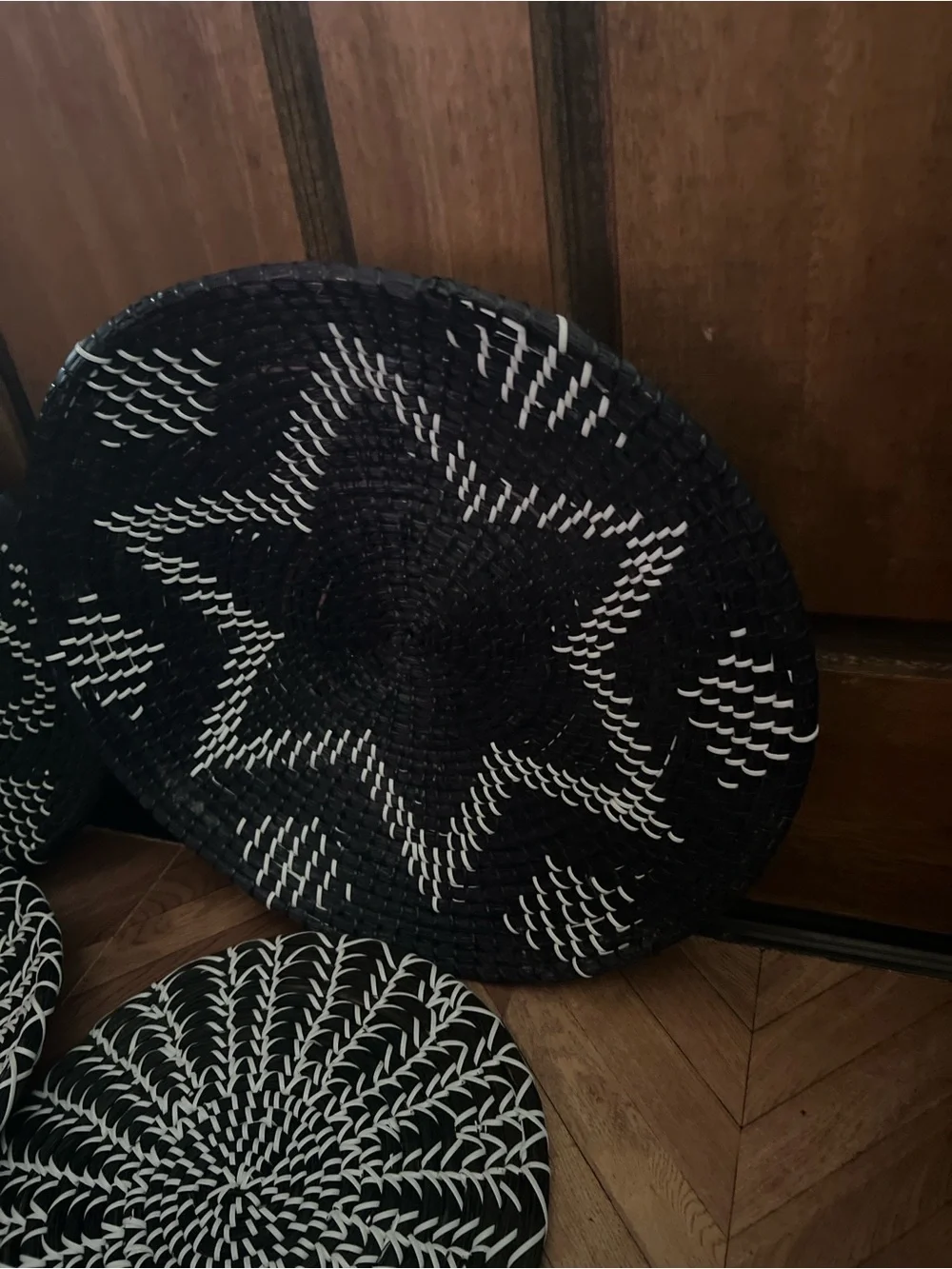 Handwoven Black & White Star Accent Baskets - Home Accents